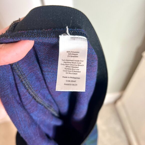 Talbots Soho Leggings in Blue Green Tartan Plaid Pull On Elastic Waist Size 16W - Picture 6 of 6